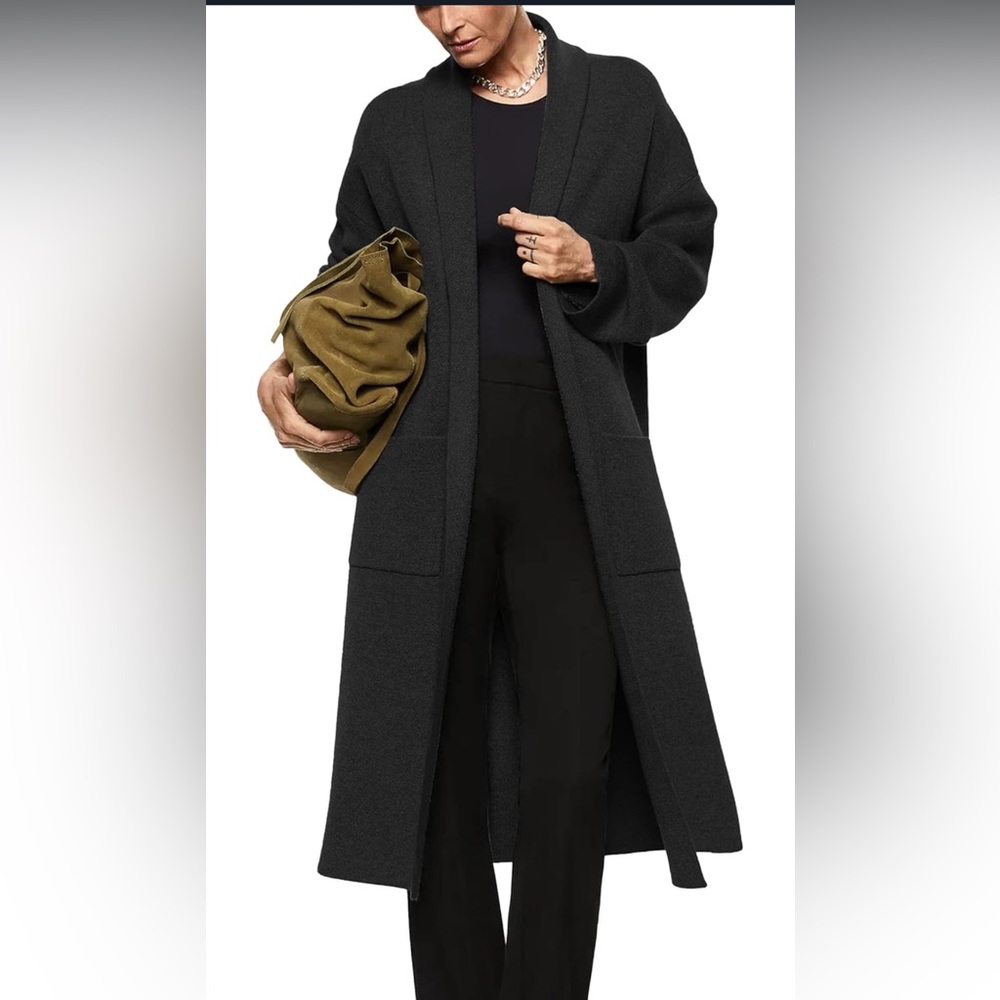 Perfect for the Season! Elegant Black Women's Coatigan Cardigan Blazer Sweater